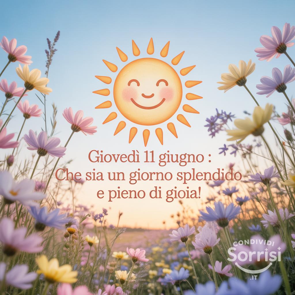 Giovedì 11 giugno : che sia un giorno splendido e pieno di gioia!