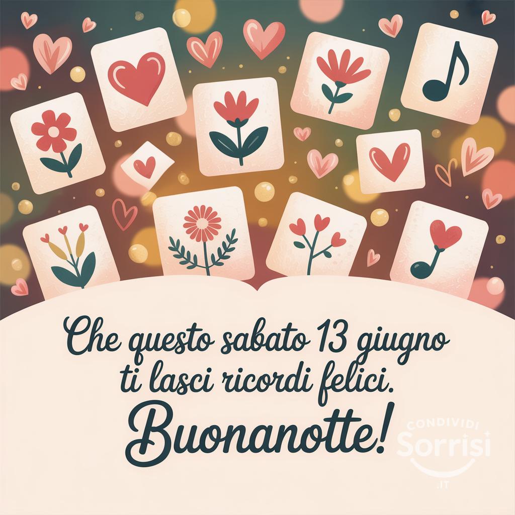 Che questo sabato 13 giugno  ti lasci ricordi felici. Buonanotte!