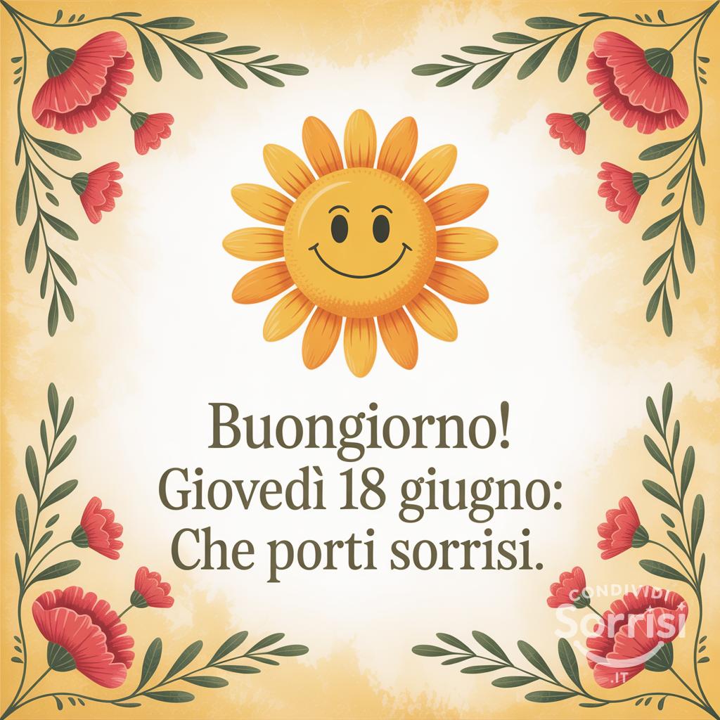 Buongiorno! Giovedì 18 giugno: che porti sorrisi.