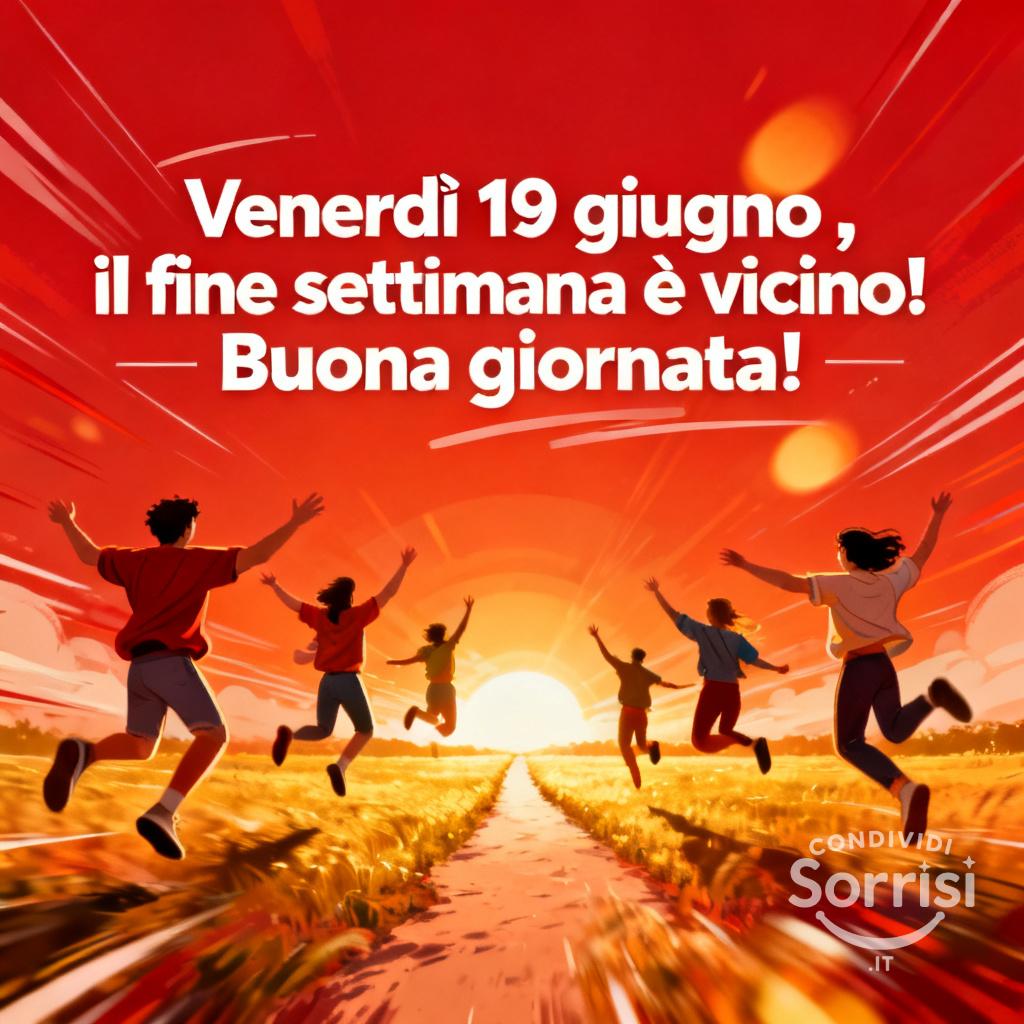 Venerdì 19 giugno , il fine settimana è vicino! Buona giornata!