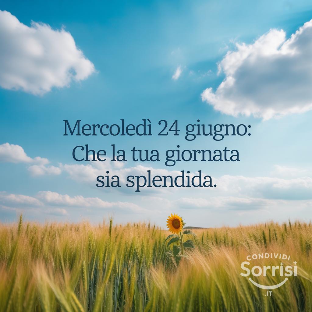Mercoledì 24 Giugno: che la tua giornata sia splendida.