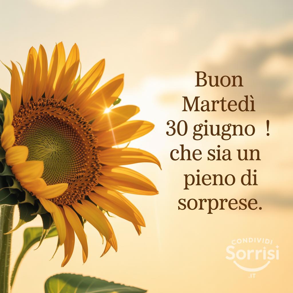 Buon Martedì 30 Giugno ! Che sia un giorno pieno di sorprese.