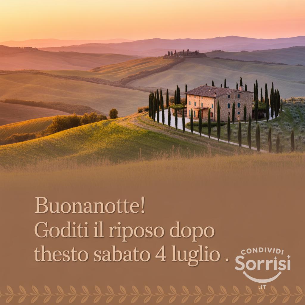 Buonanotte! Goditi il riposo dopo questo sabato 4 luglio .