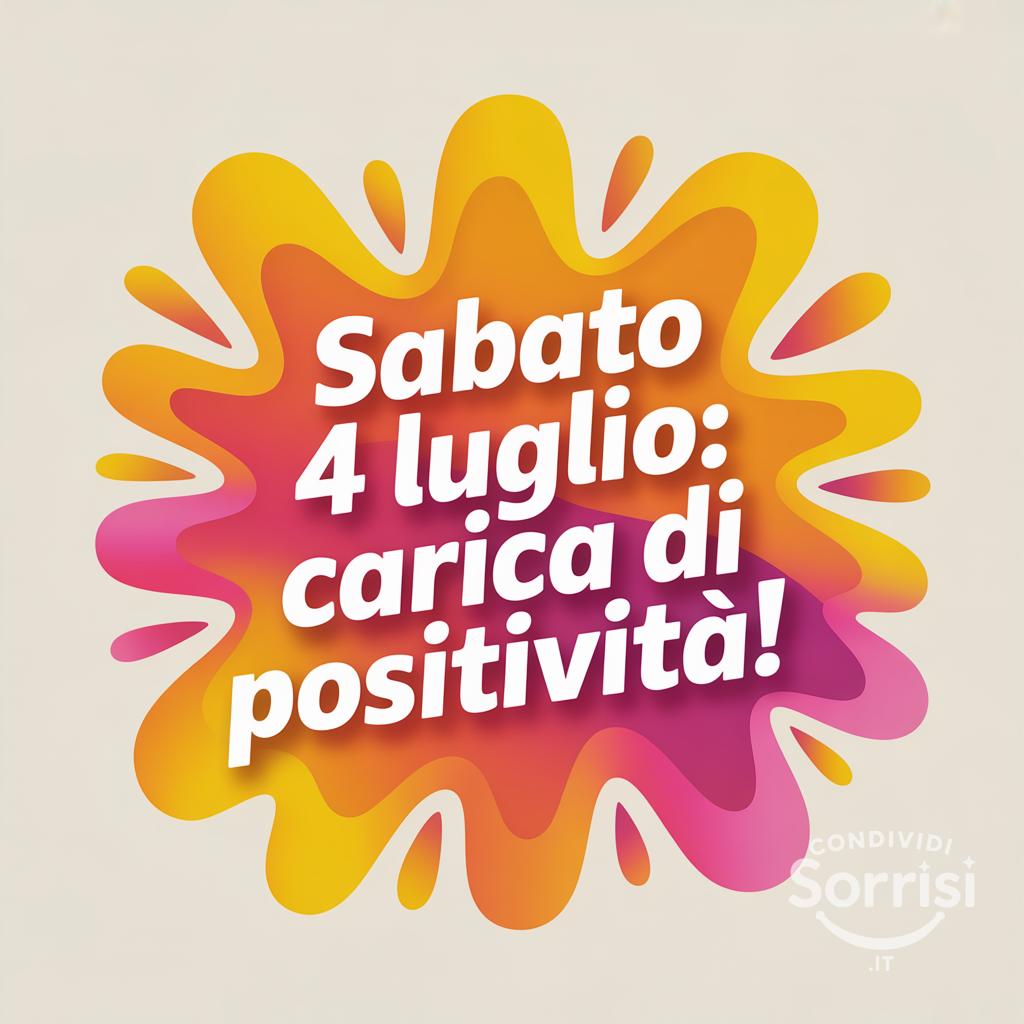 Sabato 4 luglio: carica di positività!