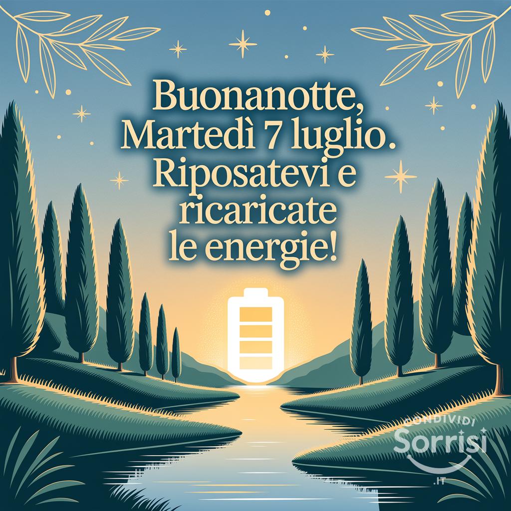 Buonanotte, martedì 7 luglio . Riposatevi e ricaricate le energie!